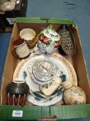 A quantity of pottery including Torquay ware, charger, Delton ware teapot, etc.