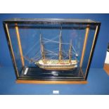 A model of frigate ''Saturn'' in glass case,17 1/2" x 20 1/2" x 6 1/2".