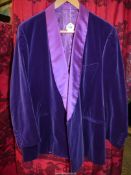 A purple velvet Jacket with silk lapel, size large.