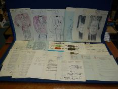 A 1979 Portfolio of designs by Leslie Poole for Livery Uniforms for staff at Aspinals Club, Mayfair,