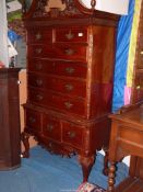 A nice quality Mahogany chest on stand having four long and five short drawers,