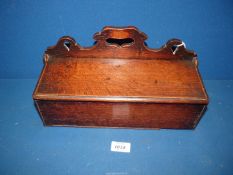 A rare 18th c Oak candle or salt Box with ornate carved handle back plate, good condition,
