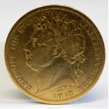 A rare George IV full Gold Sovereign, dated 1822.