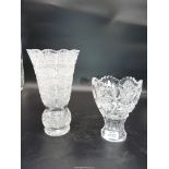 A Bohemian cut glass vase in Queen's lace pattern,