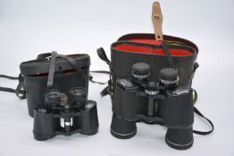 Two pairs of Binoculars in black cases: Miranda 10 x 50 Gold Coated Optics 272 ft at 1000 yds and