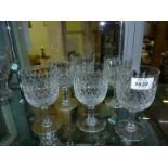 Six Thomas Webb cut glass red wine glasses.