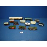 A small quantity of model locomotives and carriages including Hornby, Dublo and Tri-ang.