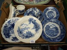 A quantity of Barratts 'Old Castle' china including six dishes, four cups and five saucers,