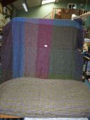 Two wool fabric remnants, multi coloured both 60'' wide, 100" and 110" long, (some holes).