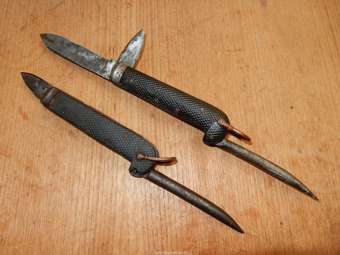 A cavalry type Knife having chequered handle, hoof-pick, - Image 2 of 4