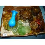 A quantity of pressed glass including dressing table sets, fruit bowl and fruit dishes,