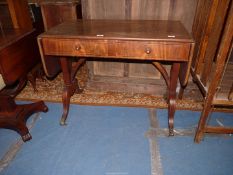 A circa 1900 Oak carcassed Walnut & Mahogany Sofa Table of excellent quality raised on end supports