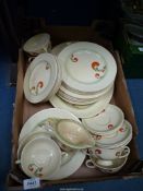 A quantity of Royal Doulton 'Lynn' dinnerware including soup coups and saucers, dinner plates, jug,