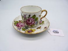 A rare 18th c Chelsea porcelain gold anchor period relief moulded Cup and saucer painted with