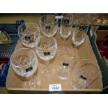 Eight matching Royal Doulton cut glasses; two white wine, two red wine,