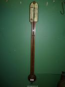 A good quality 19th c Stick Barometer and Thermometer by Negretti and Zambra of Cornhillend,