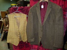 A gent's Shetland Tweed jacket, size 50", plus yellow Gurteen check waistcoat, size 46".