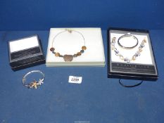 A small quantity of costume jewellery including heart necklace, Equilibrium bangle and necklace,