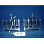 A pair of Silver Toast Racks, Walker & Hall Sheffield, 1941, total weight 142 gms.