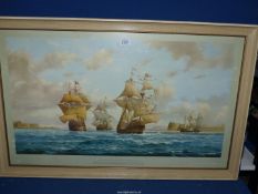A large maritime print of 'The Mary Rose and Henry Grace A Dieu Leaving Portsmouth Harbour, 1545',