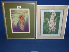 A framed and mounted pastel 'Colours of Creation' by Roy Escott and an unsigned pastel of a floral