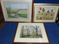Three framed and mounted Roy Escott paintings including 'In The Dales Yorkshire' (pastel over