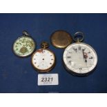 A Jaeger Le Coultre crown wound Pocket Watch requiring attention having had a turquoise face with