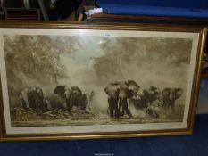A large framed David Shepherd Print entitled 'Elephants at Amboseli',