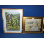 A framed and mounted Gouache 'Bicton Church' signed by Olive Cooper and a framed and mounted