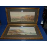 A pair of coastal scene Watercolours by Edwin Lewis (1837-1907), signed E.