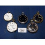 A quantity of pocket watches requiring attention including crown-wound black faced Waltham nine