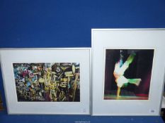Two framed photographs of Brooms Hardware Store by Charnaud and Handstand 'Flash-Dance' by same
