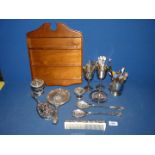 A small quantity of Epns including souvenir spoons with rack, goblets, dressing table mirror,