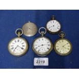 A quantity of pocket watches requiring attention including crown-wound Elgin made in USA with Roman