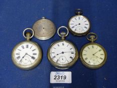 A quantity of pocket watches requiring attention including crown-wound Elgin made in USA with Roman