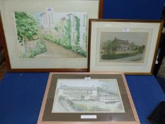 A framed and mounted Watercolour of 'Musee Cottage Garden', no visible signature,