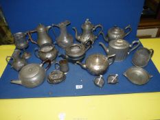 A quantity of pewter and Epns items including teapots, jugs, tankard, etc.