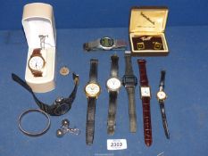 A small quantity of watches including Lorus, digital, Quartz and cufflinks etc.