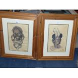 A pair of framed and mounted portrait Prints of Nilotic people from the Turkana Country North-West,