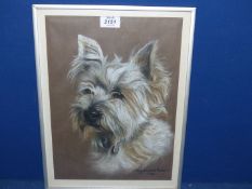 A Mary Elizabeth Poulter signed pastel of terrier.