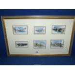 A framed Montage of six watercolours of London bridges.