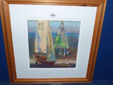 A framed and mounted Limited edition Print, no 1/100, Giclee, Evening Sail, signed Tavell,