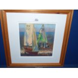 A framed and mounted Limited edition Print, no 1/100, Giclee, Evening Sail, signed Tavell,