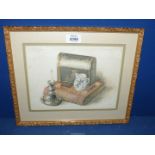 Minima, a framed and mounted Watercolour of a still life from The Collections of Eugene Okarma,