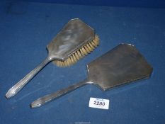 A Silver mirror and hairbrush, Birmingham 1951 and 1952, makers W.G. Sothers Ltd.