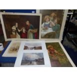 A group of six original Victorian coloured Prints including Pears 1894 Christmas,