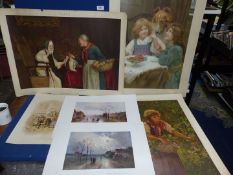 A group of six original Victorian coloured Prints including Pears 1894 Christmas,