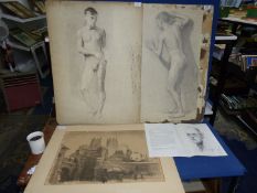 A pair of male nude pencil studies by George Harrison, unsigned, one dated 1909, each approx.