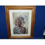 A pine framed Print of Lasarote Lesavoi Baringo N Jemps from an original painting by Joy Adamson,