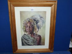 A pine framed Print of Lasarote Lesavoi Baringo N Jemps from an original painting by Joy Adamson,